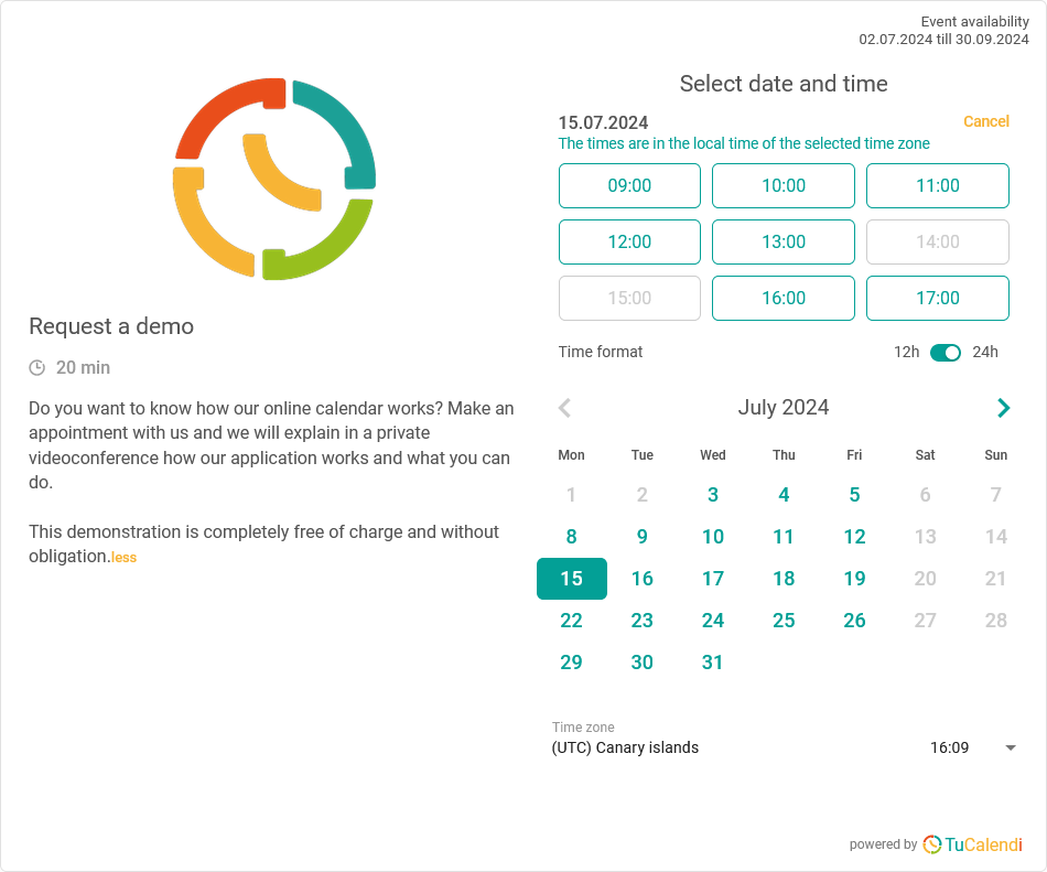 TuCalendi widget