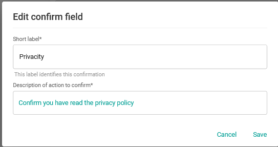 Confirmation Field In The Form Settings