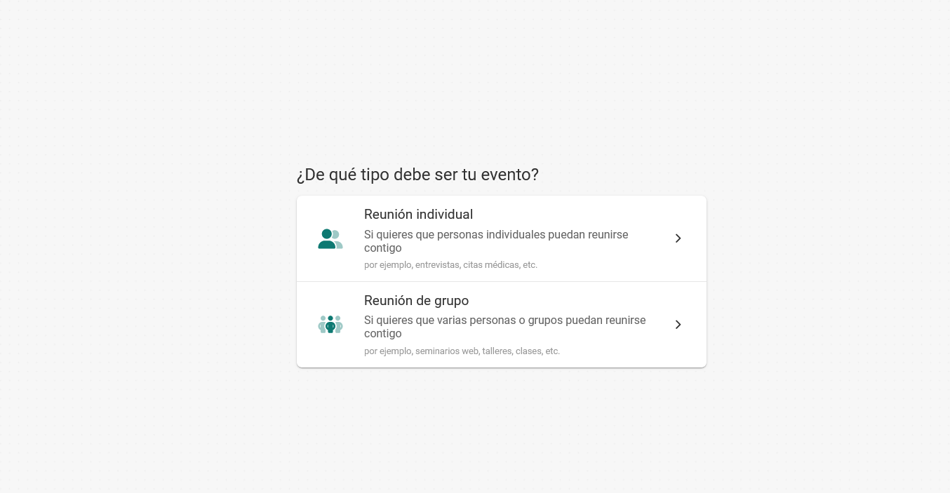 Elegir tipo de evento