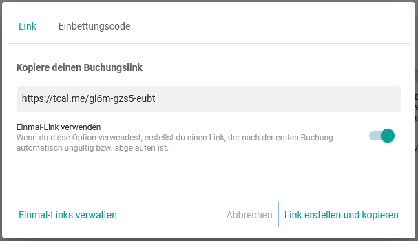 Einmal-Link verwenden