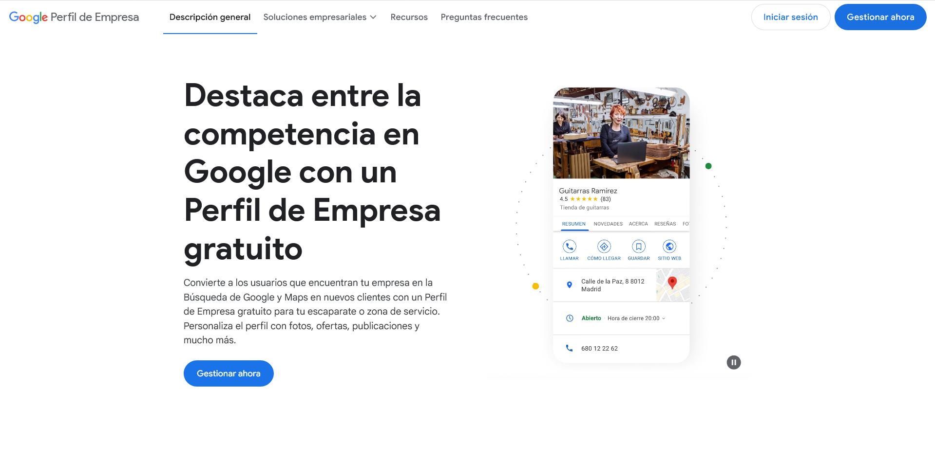 Perfil de empresa de Google