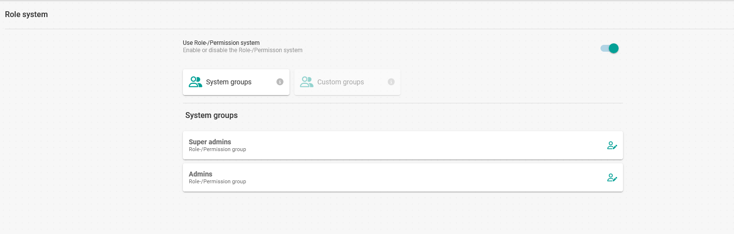 Settings system groups