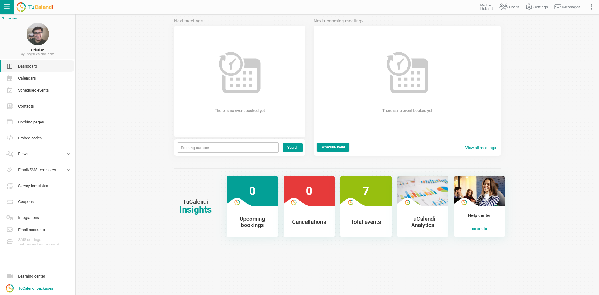 Dashboard with TuCalendi Analytics
